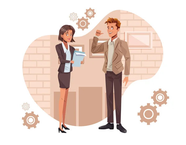 Young business couple workers characters — Stock Vector
