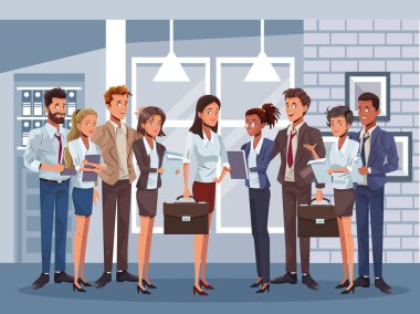 young business people workers characters