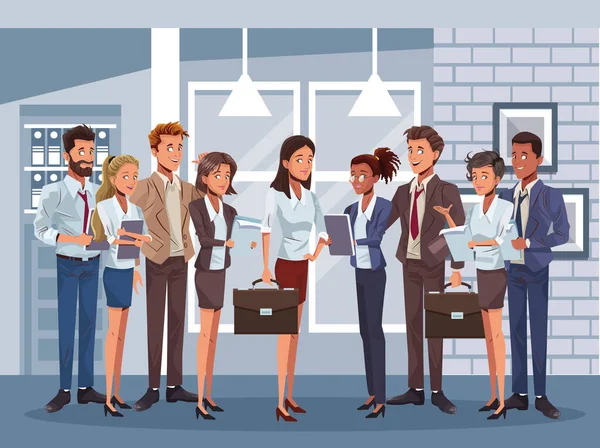 Young business people workers characters — Stok Vektör