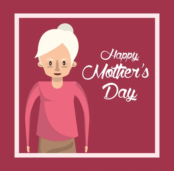 Büyükanne karakterli mutlu anneler günü kartı. — Stok Vektör