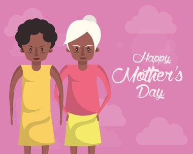happy mothers day card with afro grandmother and daughter