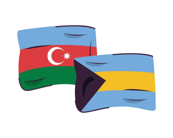 Azerbaijan and bahamas flags countries isolated icon — Stock Vector