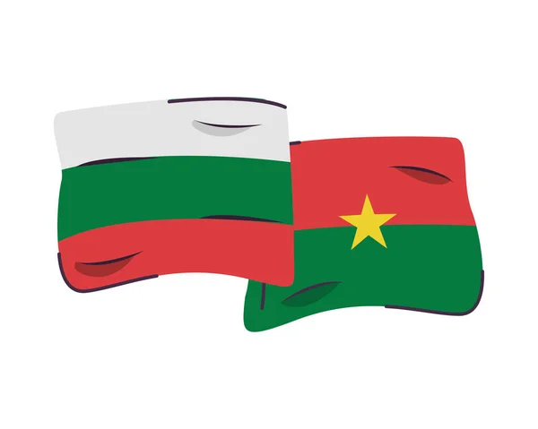 Banderas bulgaria y burkina faso países icono aislado — Archivo Imágenes Vectoriales