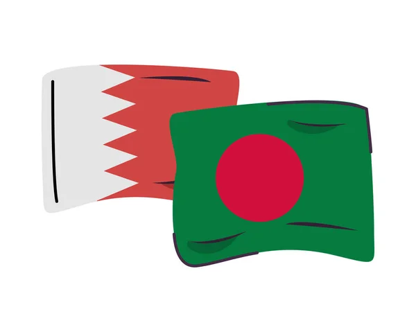 Бахрейн и Бангладеш флаги стран изолированы икона — стоковый вектор
