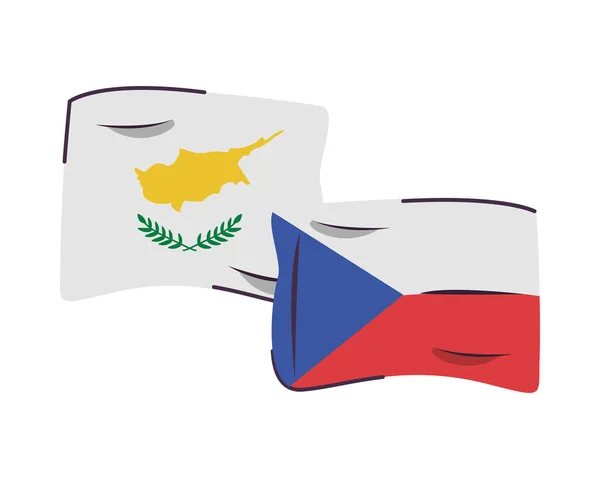 Czech republic and cyprus flags countries isolated icon — Stock Vector