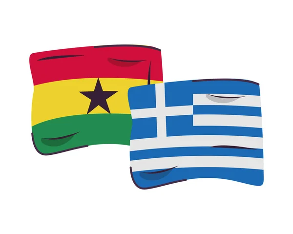 Ghána és szürke zászlók országok elszigetelt ikon — Stock Vector