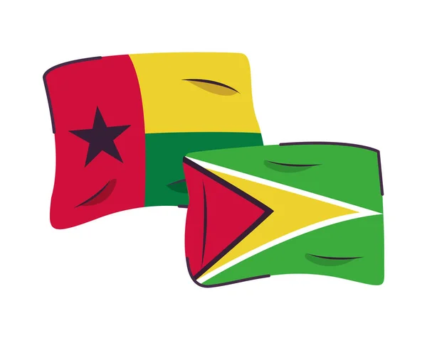 Guyana et guinea bissau drapeaux pays icône isolée — Image vectorielle