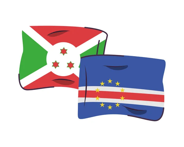 Burundi och cape verde flaggor länder isolerad ikon — Stock vektor
