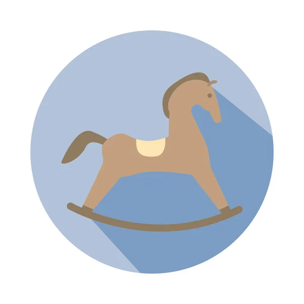 Ładny koń drewniany dziecko zabawki blok styl ikona — Wektor stockowy