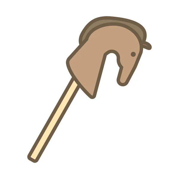 Lindo caballo de madera niño juguete bloque estilo icono — Vector de stock