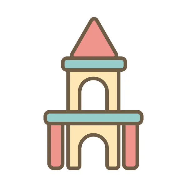 Castelo criança brinquedo bloco estilo ícone —  Vetores de Stock