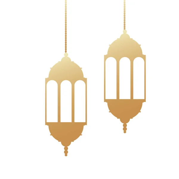 Ramadan kareem golden lanterns hanging icons — ストックベクタ
