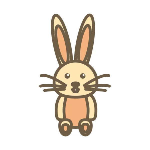 Rabbit stuffed child toy block style icon — Stock Vector