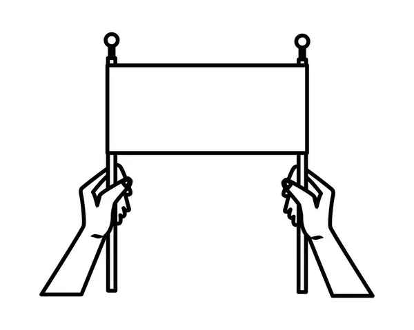 Aktywista ręce człowieka z transparentem — Wektor stockowy