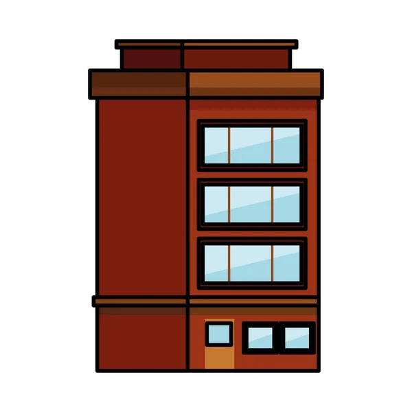 Edificio con le finestre isolate icona — Vettoriale Stock