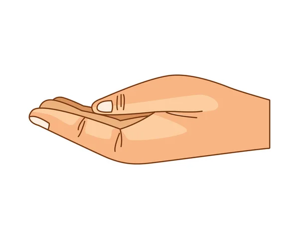 Hand met Palm open cartoon geïsoleerd — Stockvector