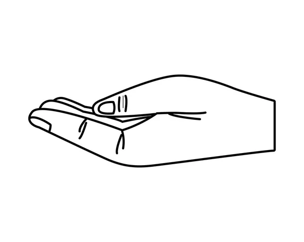 Hand mit offener Handfläche Karikatur isoliert — Stockvektor