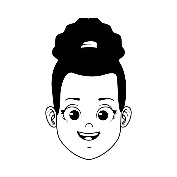 Happy little girl head avatar character — Stock Vector