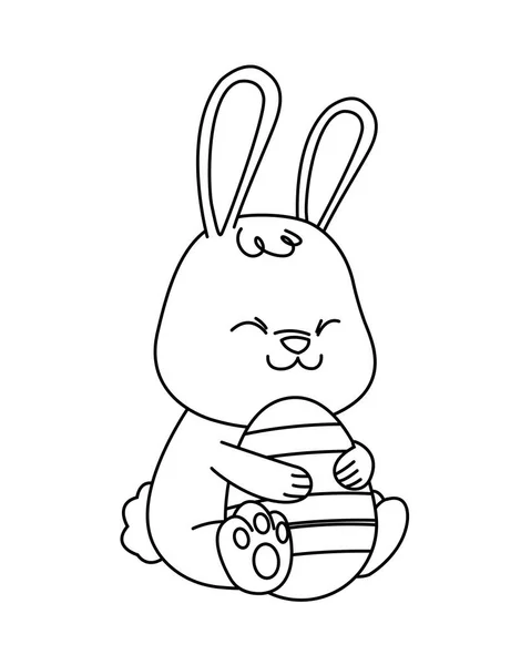 Söt liten kanin och ägg målade påsk karaktär — Stock vektor