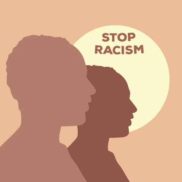 Silhouette of men profiles stop racism campaign — Stock Vector