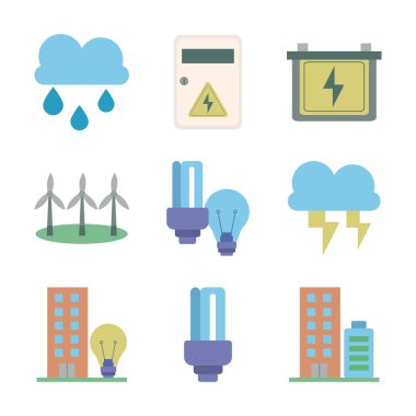 enerji kümesi simgeleri demeti
