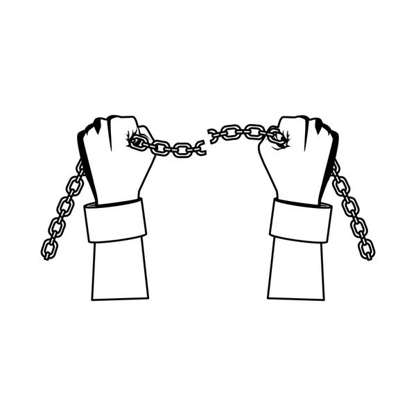 Esclave main avec chaîne icône — Image vectorielle