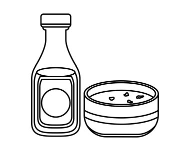 su izole ikonu ile kase ve şişe