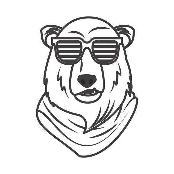 Lustiger Bär Grizzly mit Sonnenbrille cooler Stil — Stockvektor