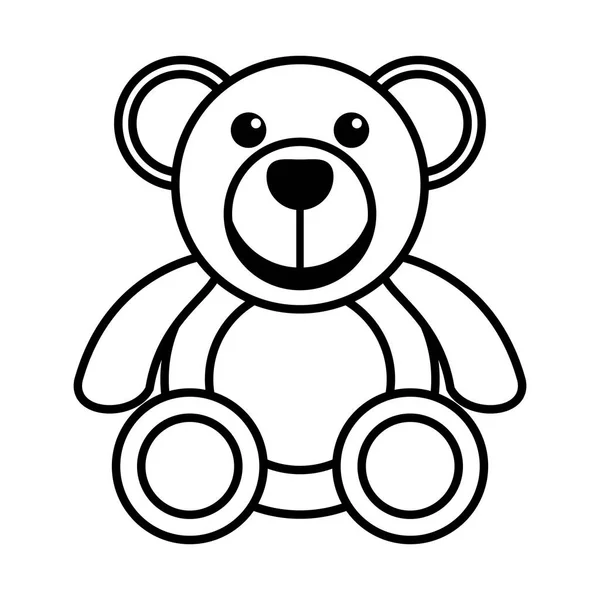 Bear teddy child toy flat style icon — 스톡 벡터