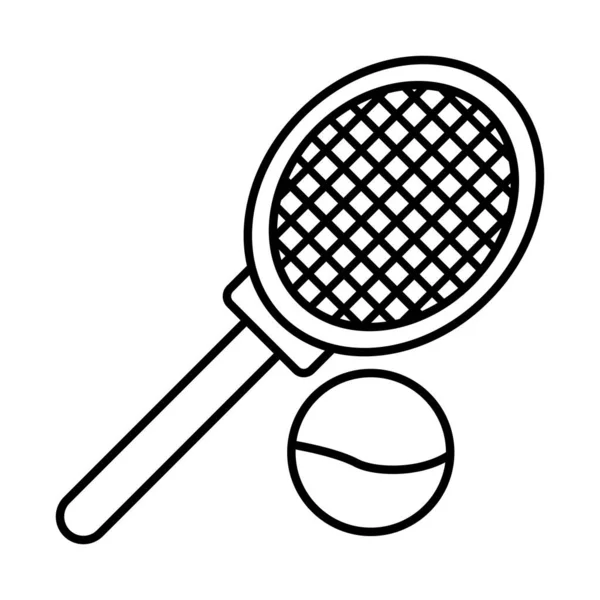 Raqueta y pelota tenis deporte estilo plano — Archivo Imágenes Vectoriales