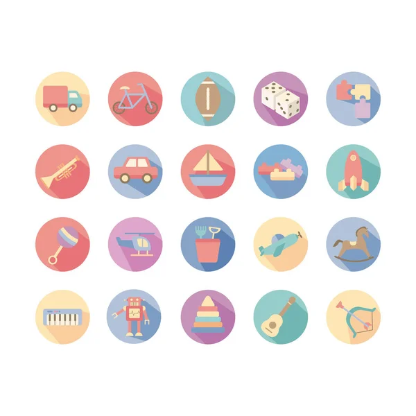 Paquet de jouets ensemble icônes — Image vectorielle