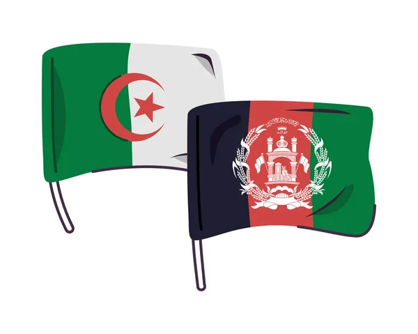 Banderas de Afganistán y alegeria países aislados icono — Archivo Imágenes Vectoriales