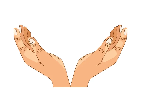 Руки людина піднімає ізольовані значки — стоковий вектор