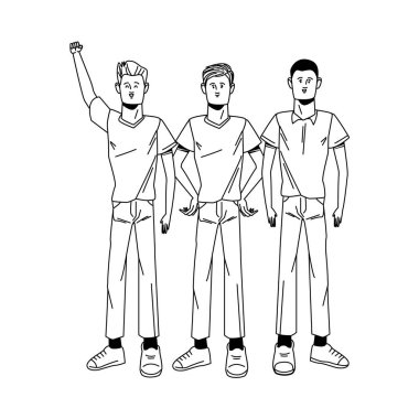 Avatarları protesto eden bir grup erkek