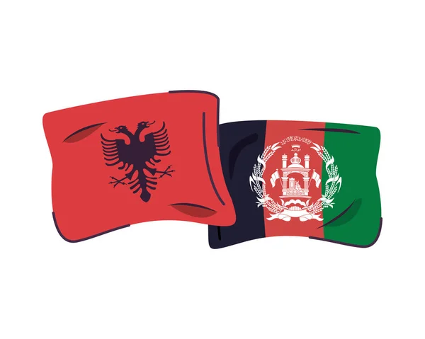 Afganistan and albania flags countries isolated icon — Stock Vector