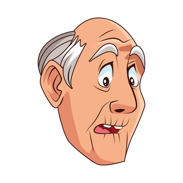 Viejo abuelo carácter aislado icono — Vector de stock