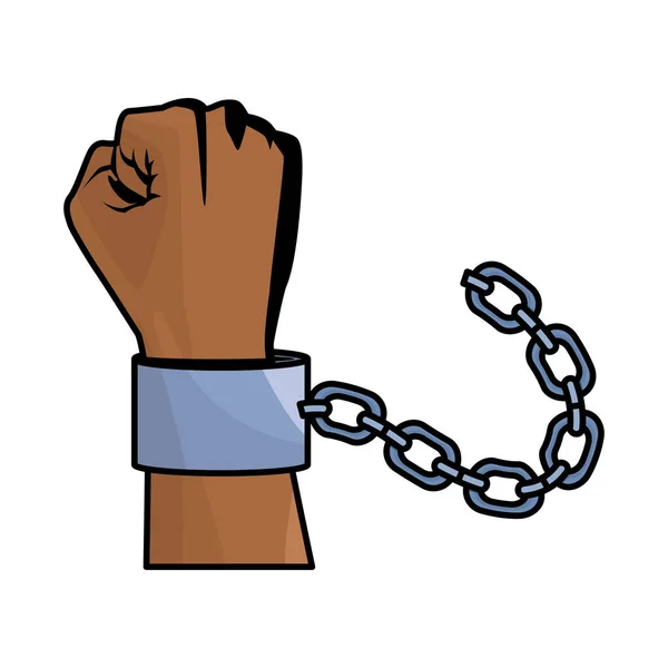 Ręka niewolnika z ikoną łańcucha — Wektor stockowy