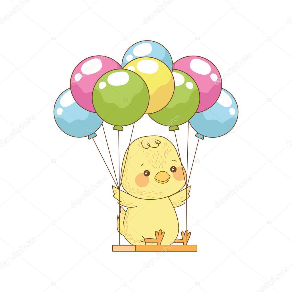 cute little chick with balloons helium easter character