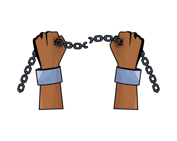 Рабська рука з значком ланцюга — стоковий вектор