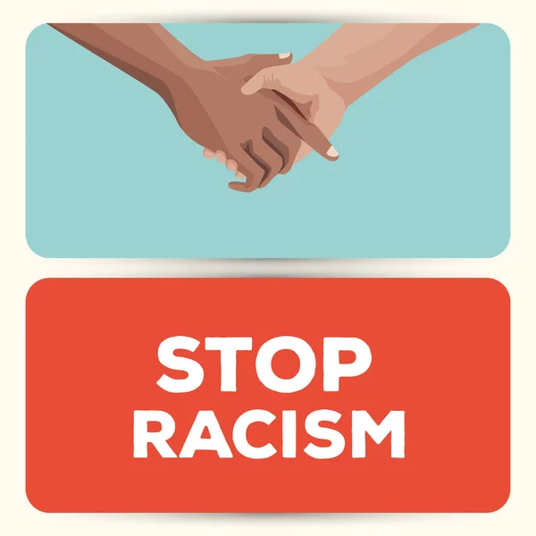 Interracial handshake stop racism campaign — Stock Vector