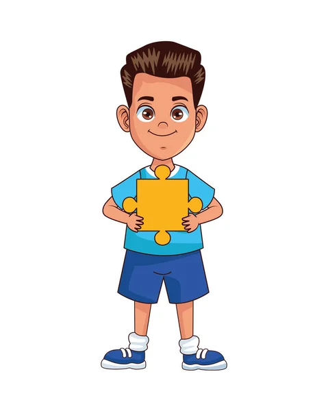 Menino feliz com personagem avatar peça de quebra-cabeça —  Vetores de Stock