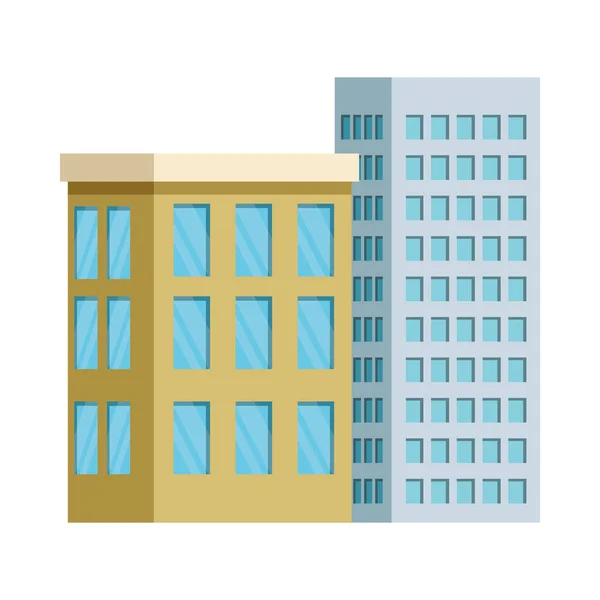 Edifício com janelas ícone isolado — Vetor de Stock