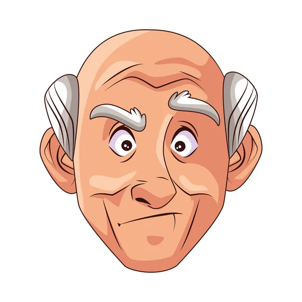 Viejo abuelo carácter aislado icono — Vector de stock