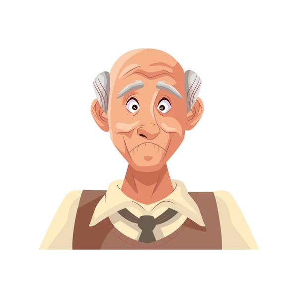 Yaşlı büyükbaba karakter izole simgesi — Stok Vektör