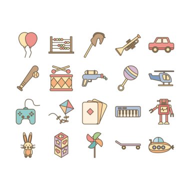 oyuncaklar dizili simgeler