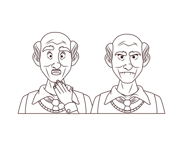 Couple of old grandfathers characters — Stock Vector