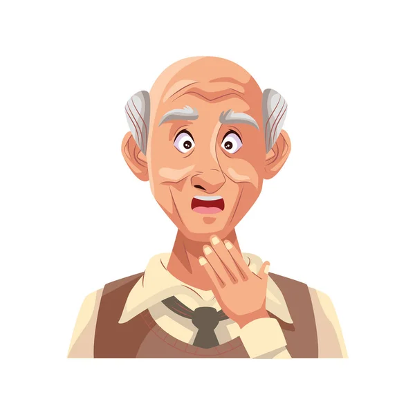 Viejo abuelo carácter aislado icono — Vector de stock