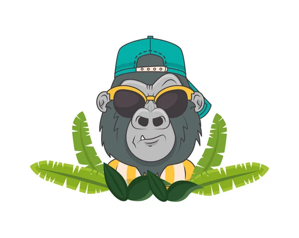 Hauska gorilla aurinkolasit viileä tyyli — vektorikuva