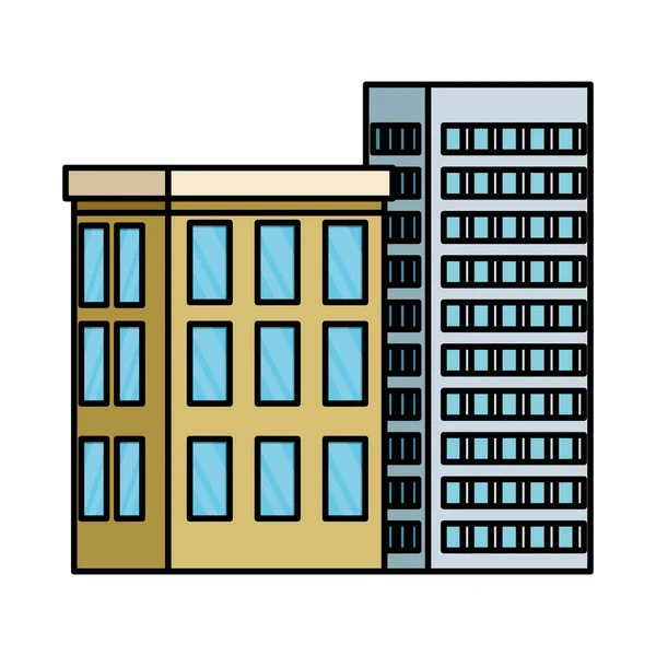 Building with windows isolated icon — Stock Vector
