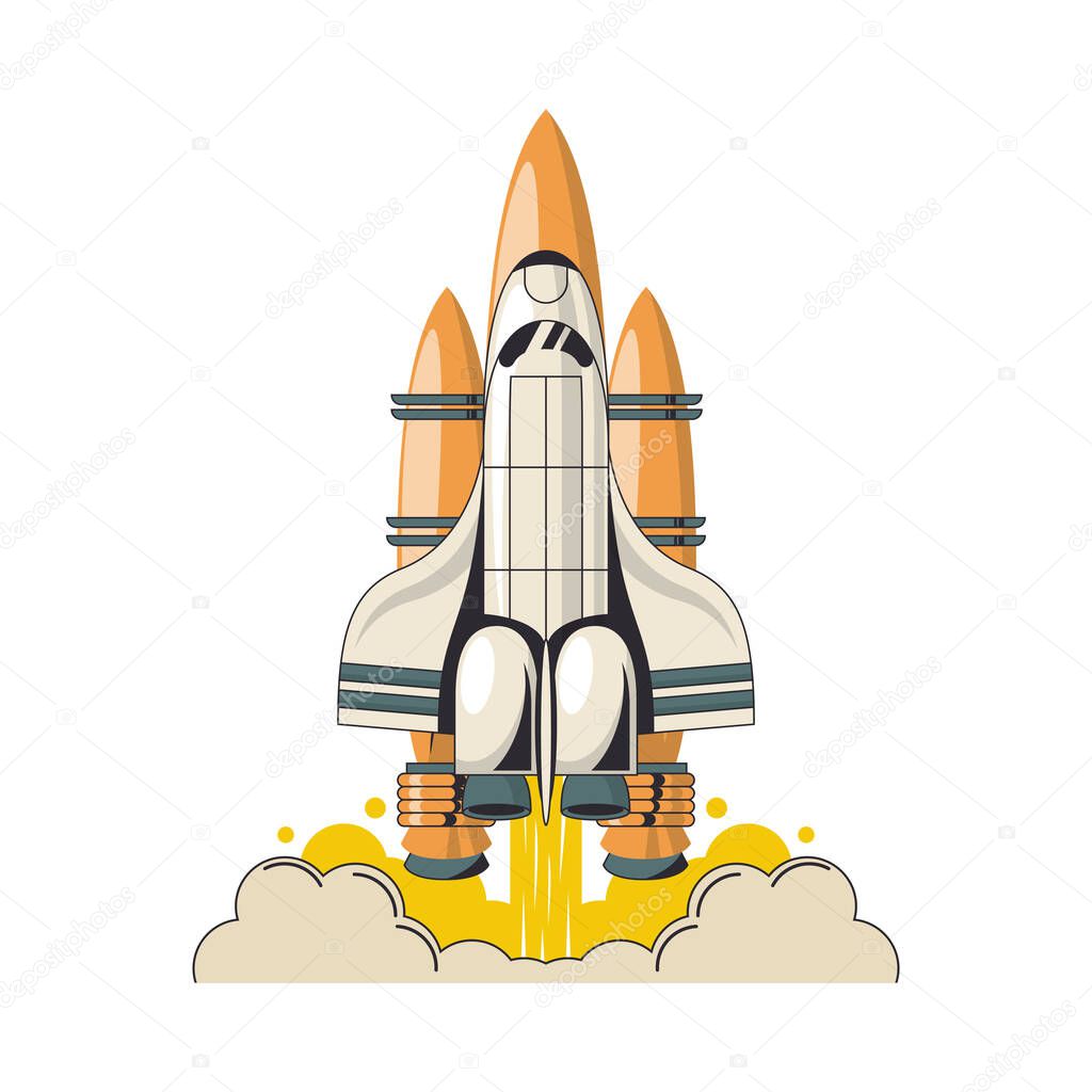 space ship flying isolated icon